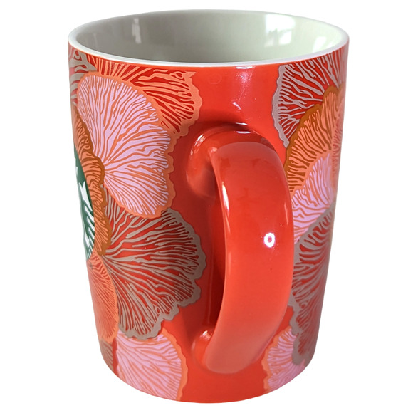 STARBUCKS 2021 Coral Red Mermaid Logo Coffee Mug Cup 10 Fluid Ounces Fl Oz - Picture 4 of 7